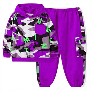 Ensemble survêtement enfant camouflage personnalisé en coton et polyester polaire, sweat-shirt à capuche et pantalon à taille élastique, idéal pour l'hiver, OEM - Product Image 5