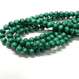 Perles rondes en malachite naturelle de 8 mm, pierres précieuses vertes, pierres énergétiques avec pouvoir de guérison pour la fabrication de bijoux MAHNAJ GEMS - Product Image 1