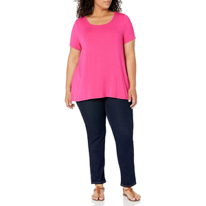T-shirt pour femme, col rond, doux, 100% coton, décontracté, manches courtes, coupe ample, respirant, mode quotidienne, basique, vêtements de haute qualité - Product Image 2