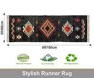 Tapis de couloir en jute et laine tissés à la main, absorbants et antidérapants, pour salon, chambre et bureau - Product Image 2