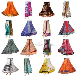Jupe de maternité indienne vintage pour femmes, 100% soie, faite à la main, réversible, taille unique, motif floral, style bohème - Product Image 2