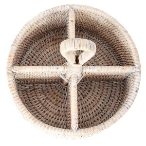 Portautensilios de Ratán de Alta Calidad, Ecológico, Ligero, Seguro para Alimentos, Sostenible, Tejido a Mano, con 4 Compartimentos y Asa - Product Image 4