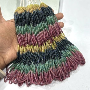 AAA Multi Precious Faceted Rondelle Beads <b>Ruby</b> Emerald Sapphire Beads 3mm 4mm 16 inches Long Natural Gemstone for Jewelry Making - Product Image 3