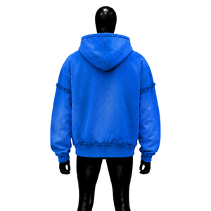 Sweat à capuche oversize respirant en coton French Terry, coupe décontractée, style streetwear, bleu délavé vintage, avec logo SIG imprimé sur le devant. - Product Image 2