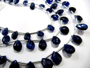 Perles de saphir bleu naturel, forme poire cœur, facettées, 5x7 7x10mm, saphirs authentiques non traités - Product Image 4