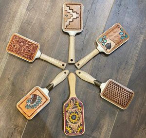 <b>Personalized</b> Vintage Hand Painted Wooden Hair Paddle Brush for Luxurious Tresses Western Style Bamboo Hair Comb for Unisex - Product Image 4