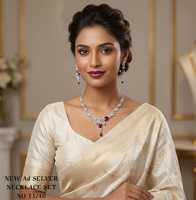 Set Perhiasan Kalung Anting Perak Etnik Desainer Batu Hijau Mint AD Cubic Zirconia Berlian untuk Pertunangan Pernikahan Pengantin Wanita