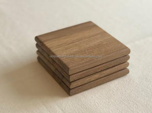 จานรองแก้วไม้ธรรมชาติแบบกำหนดเองได้ถาดรองแก้วไม้วอลนัทและไม้ไผ่ทรงกลมและสี่เหลี่ยมเหมาะสำหรับเป็นของขวัญ - Product Image 4