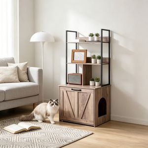 Wooden <b>Cat</b> Litter <b>Box</b> Cabinet with Accessories - Product Image 5