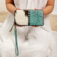 Dompet Panjang Kulit Sapi Asli Baru Tas Tangan Wanita Vintage Bohemian Tas Genggam Tas Tangan Multifungsi Modis Anti Maling