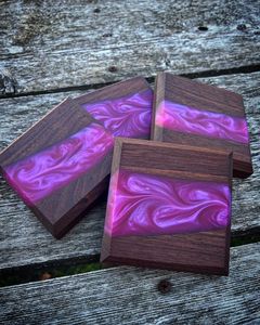 Posavasos de resina epoxi personalizados y madera maciza con patrón artístico de río para decoración moderna del hogar y la oficina - Product Image 6