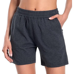 Shorts de cintura alta para mujer con diseño de forro polar, cinturón, bolsillos laterales, espalda fruncida con cordón y ajuste relajado para estar en casa. - Product Image 1