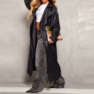 Abrigo de Cuero para Mujer, Impermeable, Cortavientos, Transpirable, Moderno, Acolchado, Chaqueta Larga de Cuero Genuino, Personalizada - Product Image 3