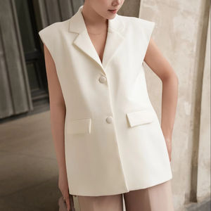 Chaleco de Lana para Mujer, Transpirable, Cuello en V, Botón Único, Bordado a Mano, Manga Media, Largo Regular, para Invierno - Product Image 1