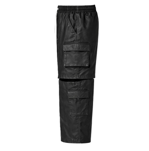 Men's Black <b>Cargo</b> <b>Pants</b> Elastic Waist Multiple Pockets Workwear Style Midweight Polyester Straight Fit Autumn Wear - Product Image 3