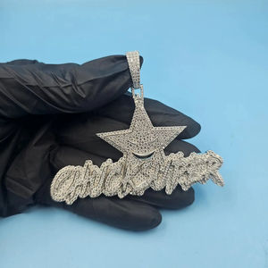 Colgante Personalizado con Nombre de Estrella, Plata de Ley 925, Moissanita VVS, Cadena Hip Hop con Incrustaciones de Diamantes, Joyería Personalizada con Letras para Hombre - Product Image 1