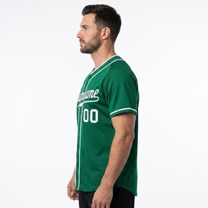 Custom green baseball jersey Men's mesh breathable jersey Short sleeve team name print Button front baseball <b>shirt</b> - Product Image 2