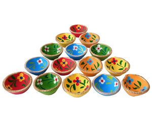 Arcilla pintada a mano Diya mecha de aceite hecha a mano Mitti Diyas Diwali decoración Hogar y Templo decoración boda Favor regalos Pooja Accesorios - Product Image 5