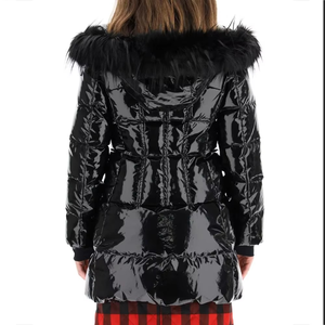 Chaquetas acolchadas extragrandes para mujer, abrigos largos con cuello de piel, chaqueta brillante para mujer - Product Image 6