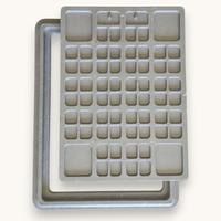 Tapa de alcantarilla compuesta Wave FRP 21x28 5-T, resistente a la intemperie, para seguridad en estacionamientos, función de carga, rectangular gris con asa