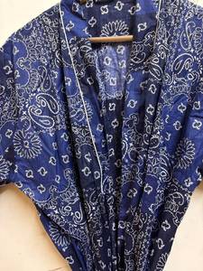 Bata Kimono de Algodón para Mujer con Estampado Paisley, Cuello en V, Cierre con Cordón, Larga hasta el Tobillo, Ligera, Floral, para Playa, Spa o como Vestido de Salón - Product Image 4
