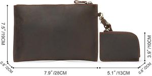 Brown Leather Clutch <b>Zip</b> Around <b>Wallet</b> with Wrist Strap and Coin Pouch Fazmax Corporation Model A46 - Product Image 4