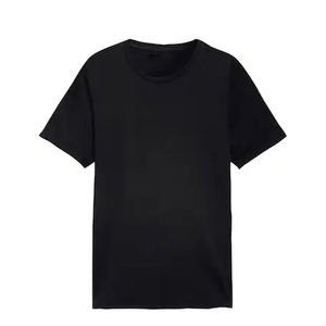 T-shirt décontracté pour homme en coton noir uni à col rond et manches courtes, idéal pour l'été, personnalisable avec logo, OEM, ODM, vente en gros de vêtements - Product Image 5