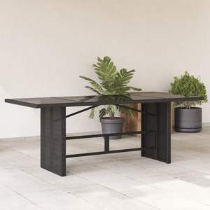 Mesa de Jardín de Ratán PE Negro con Acero con Recubrimiento en Polvo y Tapa de Vidrio Templado - Product Image 1