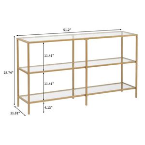 Consolle da Ingresso Moderna 51.2FT con Struttura in Metallo Dorato, Facile Montaggio, Tavolo da Divano in Vetro Temperato, Specchiato, per Soggiorno Contemporaneo - Product Image 3