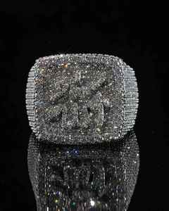 Bague Croix Iced Out en Argent Sterling 925 avec Logo Personnalisé Hip Hop, Bijoux Moissanite VVS Testée au Diamant pour Hommes - Product Image 1