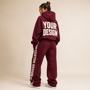 Heavy <b>Fleece</b> Winter 2 1 Design <b>Jogger</b> Set <b>Women</b> Custom for Logo Side Pocket Ribbed Waistband Polyester <b>Fleece</b> Blend - Product Image 4