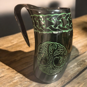 Natural Ox Horn Drinking Cup Hand Carved Viking Pattern Horn Mug for Beer <b>Whiskey</b> Mead Vintage Medieval Bar Decor Gift - Product Image 3