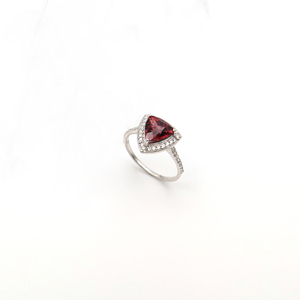 Luminous Pink Stone <b>Garnet</b> <b>Ring</b> Trillion Cut Elegant Fashion Accessory for Trendy Women Jewelry Collection - Product Image 5
