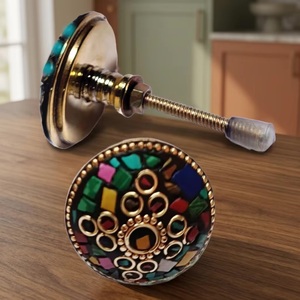 Industrial Design Stone <b>Glass</b> Metal Beaded Furniture Handles and <b>Knobs</b> for Cabinets Dressers Drawers Wardrobes Kitchens - Product Image 4