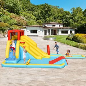 Parc aquatique gonflable à double toboggan avec souffleur d'air 735W, durable et amusant pour tous les âges - Product Image 6