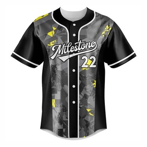 Maillot de baseball sublimé respirant et tendance, imprimé hip-hop personnalisé, chemise de baseball boutonnée, streetwear - Product Image 2