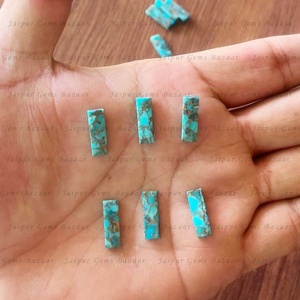 Cabujón Rectangular de Turquesa Azul para Joyería, Piedra Preciosa Natural para Hacer Aretes, Anillos y Colgantes, con Orificio de 0.5-1.5mm - Product Image 1