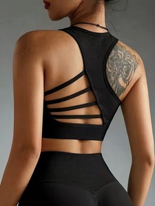 Ladies Seamless Textured Fitness Bra Asymmetrical Multi Strap Back Gym Tank <b>Compression</b> Padded Activewear <b>Top</b> OEM Factory - Product Image 6