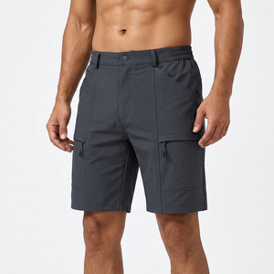 Pantalones Cortos Cargo de Color Sólido para Hombre, Cintura Media, Cierre de Botones, Secado Rápido, Estilo Bermuda con Múltiples Bolsillos, Ropa Casual - Product Image 3