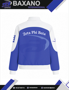 Chaqueta de sarga de algodón estilo carreras Zeta Phi Beta ZPB, ropa griega de hermandad, chaqueta de carreras con cuello alto y bloques de color. - Product Image 6