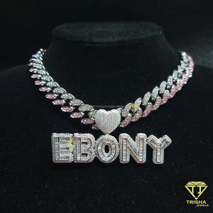 Luxury " EBONY " Letter Pendant <b>Chain</b> Moissanite Diamond Custom <b>Name</b> Necklace Hip Hop Bling Jewelry Gift - Product Image 4
