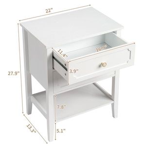 2 <b>Drawer</b> Wood Nightstand End <b>Side</b> <b>Table</b> for Bedroom & Living Room - Product Image 6