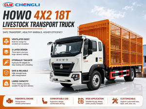 Camion de transport de bétail Howo 4x2 18t à 3 niveaux avec hayon hydraulique pour l'expédition en ferme porcine, modèle 2026, en promotion - Product Image 1