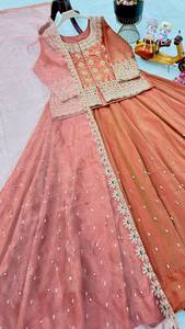 New Arrivals Latest Fashion Elegant Wedding <b>Party</b> Wear <b>Top</b> Lehenga Dupatta Set simmer silk - Product Image 4
