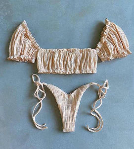 Ensemble Bikini couleur unie pour femmes, maillot de bain deux pièces Push Up, maillot de bain de plage, maillot de bain d'été - Product Image 1