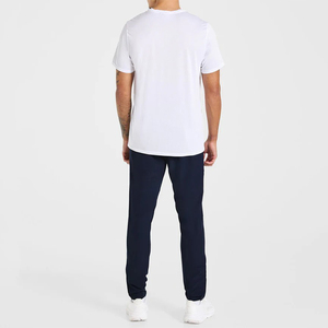 Pantalones deportivos casuales para hombre con logotipo personalizado, cintura elástica con cordón, bolsillos laterales y puños con cremallera, tela transpirable tejida a bajo precio al por mayor - Product Image 4