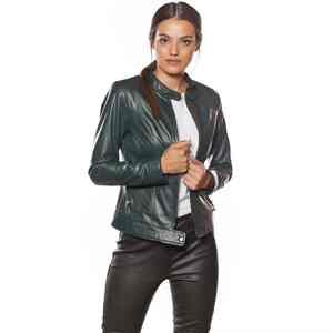 Chaqueta de Piel de Oveja de Lujo para Mujer, Forro Grueso, Resistente al Viento, Cinturón Ajustable, Cierres de Cremallera, Chaqueta de Cuero para Mujer con Detalles en Poliéster - Product Image 1
