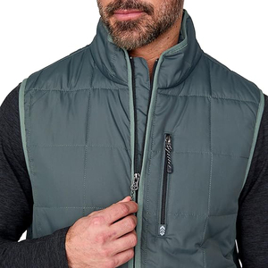 LEAFITS Winter Eco-Friendly Square Quilted Vest Men Slate Blue Turtleneck Gilet <b>Padded</b> Waistcoat Sleeveless Bodywarmer Zipper - Product Image 3