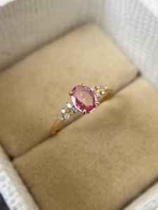 แหวนพลอยไพลินสีชมพู พลอยไพลินธรรมชาติ แหวนหมั้น เงินแท้ 925 ชุบทอง 14K แหวนพลอยไพลินสีชมพูสำหรับคนรัก - Product Image 4
