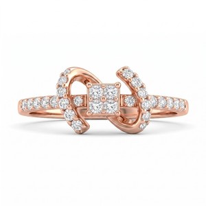 Anillo de Compromiso de Diamantes con Corte Princesa en Oro Rosa para Mujer, con Diamantes Naturales, Certificado IGI, Chapado en Oro, Estilo Romántico - Product Image 3